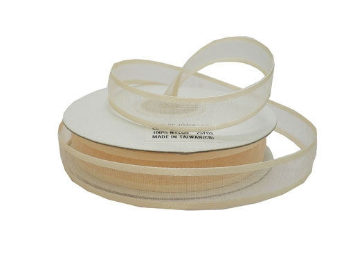 Sheer Organza Ribbon White With Gold Edge ( 5/8 inch