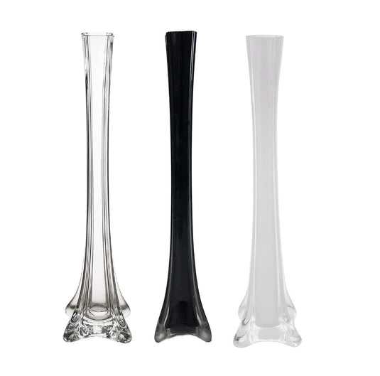 Tall Eiffel Tower Glass Vase Centerpiece, 12-Inch, Black