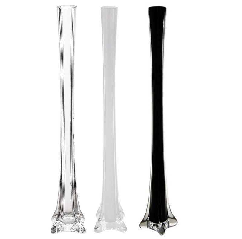 12 Pack | 16 White Eiffel Tower Glass Flower Vase