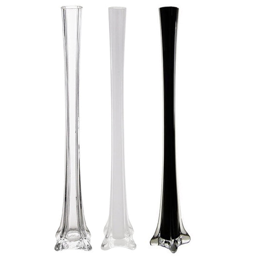 6 Pack  32 White Eiffel Tower Glass Flower Vase