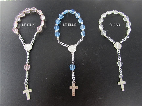 WUMONI24 Pcs Pink Glass Mini Rosary Favor for Baptism/Christening/First  Communion/Quinceanera/Wedding/Recuerdos de Bautizo