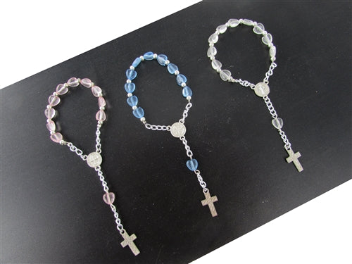 Christening Light Gray Chocolate w/Mini Rosary Cross Bracelet