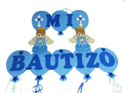Letrero de madera con texto en inglés «Mi Bautizo», suministros de madera  para baby shower, decoraciones de mi bautizo, adornos decorativos para