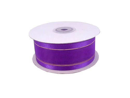1 Inch Organza Purple Ribbon, Wired Ribbon for Crafts with Gold Edge,  Curling Ribbon for Gift Wrapping, Wedding Decorations, 25 Yards Fabric  Ribbon